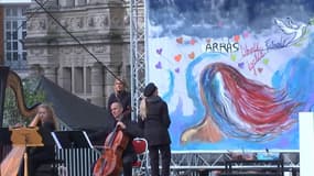 L'hommage à Dominique Bernard, le 13 octobre 2024 à Arras un an après sa mort.