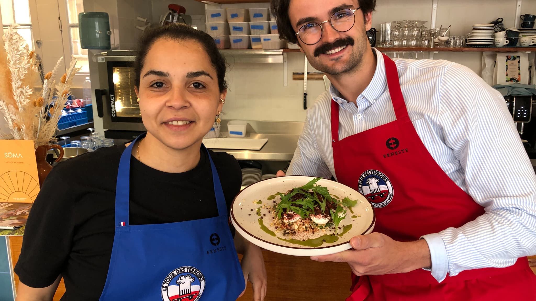 La chef Söma Lyon, Sarah Hamza et Arthur Blet. La chef Söma Lyon, Sarah Hamza et Arthur Blet.