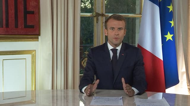 Emmanuel Macron lors de l'allocution, mardi.