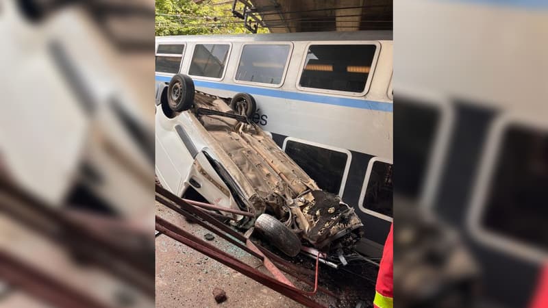 Val-de-Marne: une voiture tombe sur les voies du RER C à Choisy-le-Roi, le conducteur blessé
