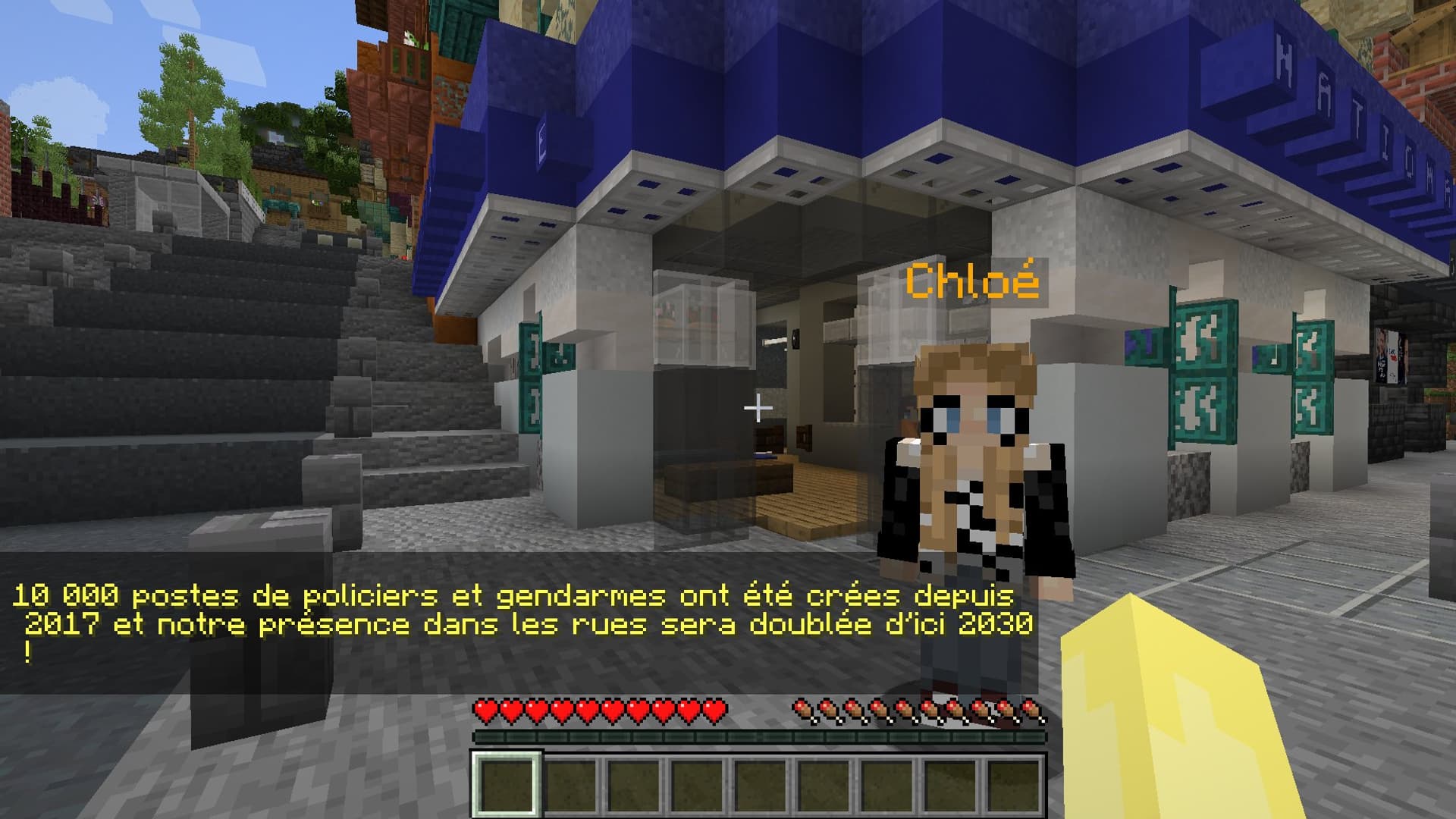 Capture d'écran du serveur Minecraft de la campagne d'Emmanuel Macron