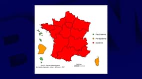 En France métropolitaine, seule la Corse n'est pas en situation épidémique pour les cas de bronchiolites.