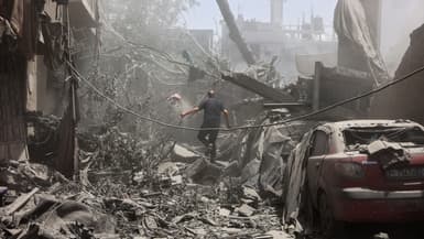 Des décombres après les frappes israéliennes sur la maison de la famille al-Qattaa dans le quartier al-Tuffah de la ville de Gaza, le 31 mai 2025. (photo d'illustration)
