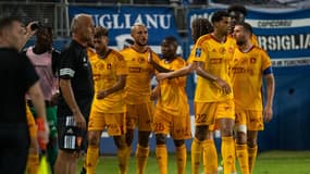 Les joueurs de Rodez, à Bastia le 27 août 2022
