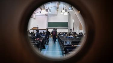 Dans une salle de l'université Pantheon-Sorbonne à Paris, le 30 mars 2018