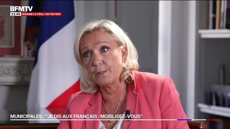 "Nos objectifs sont de gagner dans un maximum de villes", affirme Marine Le Pen à propos des élections municipales