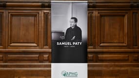 Une photographie du professeur d'histoire-géographie Samuel Paty à l'Université de la Sorbonne à Paris, le 19 octobre 2024