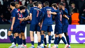 Les joueurs du PSG contre Aston Villa, au Parc des Princes (Paris) le 9 avril 2025