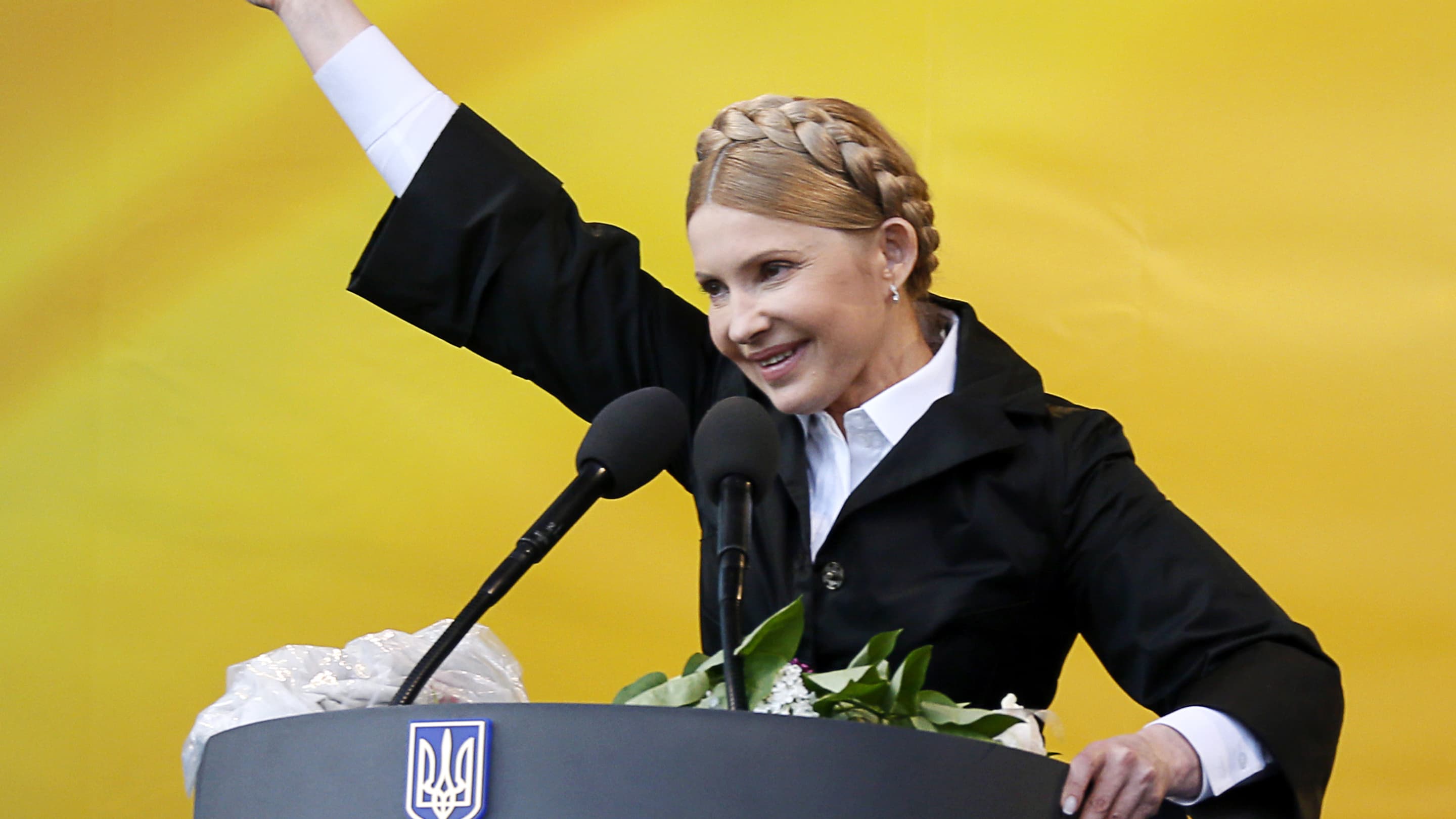 Ioulia Timochenko, le 30 avril 2014, à Rivne, en Ukraine. Ioulia Timochenko, le 30 avril 2014, à Rivne, en Ukraine.