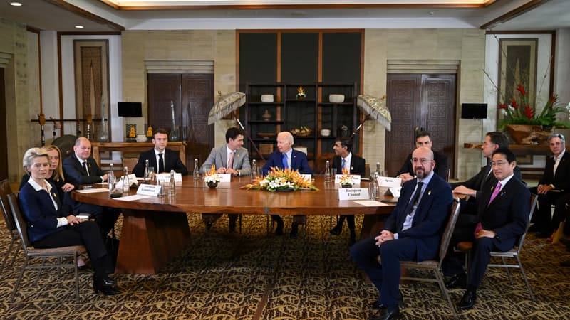 Réunion entre Joe Biden et les dirigeants du G7 à Bali, en Indonésie, le 16 novembre 2022