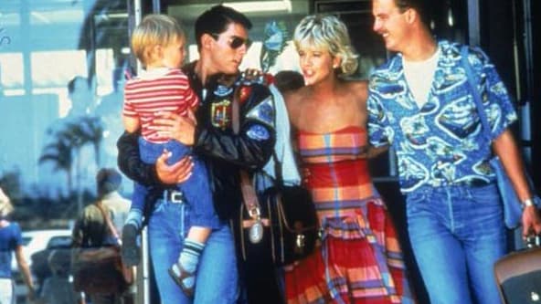 Tom Cruise, Meg Ryan, et Anthony Ewards dans "Top Gun" en 1986.