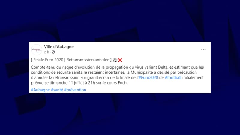 La ville d'Aubagne annule la retransmission de la finale de l'Euro ce dimanche sur le cours Foch