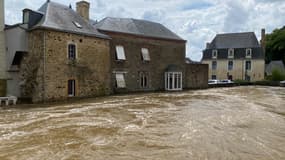 La commune de Craon en Mayenne, qui a subi des inondations après la sortie de son lit de l'Oudon. 