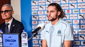 Adrien Rabiot lors de sa première conférence de presse en tant que joueur de l'OM, le 18 septembre 2024