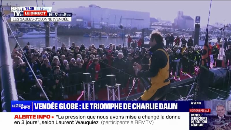 Vendée Globe: Charlie Dalin célèbre sa victoire au port Olona des Sables d'Olonne