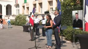 La veuve d'Éric Comyn, le gendarme tué à Mougins, a pris la parole lors de l'hommage rendu à Mandelieu-la-Napoule mercredi 28 août 2024.