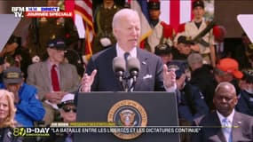 "Les autocrates du monde entier regardent de très près tout ce qu'il se passe en Ukraine, souligne Joe Biden lors de la cérémonie franco-américaine du Débarquement