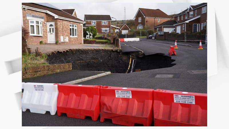 Les images impressionnantes d'un gouffre en pleine rue au Pays de Galles