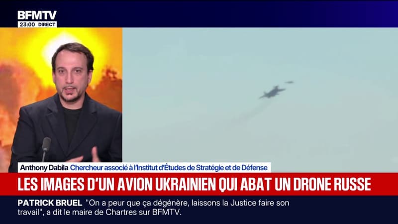 Les images d'un avion de chasse ukrainien qui abat un drone russe