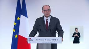 Jean Castex lors de sa conférence de presse du 18 mars 2021.