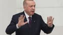 Le président turc Recep Tayyip Erdogan, le 1er octobre 2021 devant le Parlement à Ankara