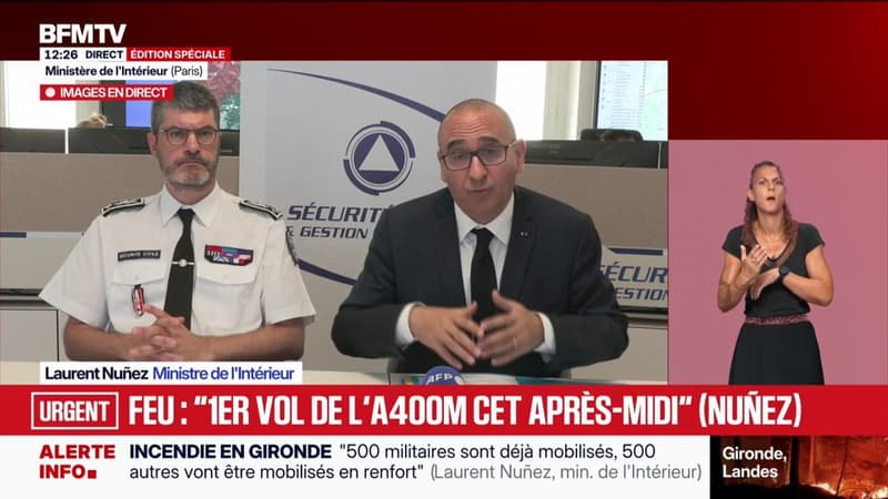 Incendies en Gironde: "Cet après-midi, nous aurons un premier vol de l’A400M", confirme le ministre de l'Intérieur Laurent Nuñez