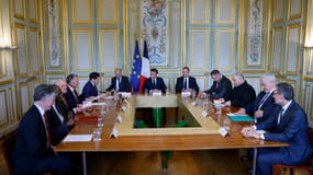 Une réunion diplomatique sur la guerre en Ukraine au palais présidentiel de l'Élysée à Paris, le 17 avril 2025.
