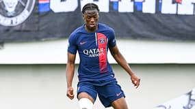 Joane Gadou contre l'OM, au Campus PSG, le 2 juin 2024