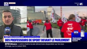 Strasbourg: des professeurs de sport courent devant le parlement