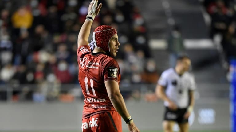 L'ailier toulonnais Gabin Villière lors du match contre l'ASM Clermont Auvergne au stade Mayol, le 26 mars 2022