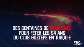 Des centaines de fumigènes pour fêter les 94 ans du club Goztepe en Turquie
