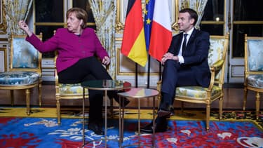 Angela Merkel et Emmanuel Macron à l'Elysée, le 19 janvier 2018.