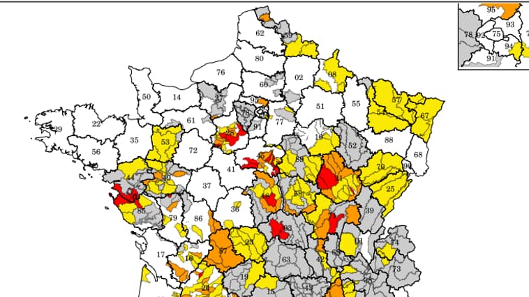 La carte de vigilance sécheresse du 24 juillet 2020 La carte de vigilance sécheresse du 24 juillet 2020