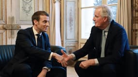 Emmanuel Macron et Michel Barnier le 31 janvier 2020 au palais de l'Elysée. (Photo d'archive)
