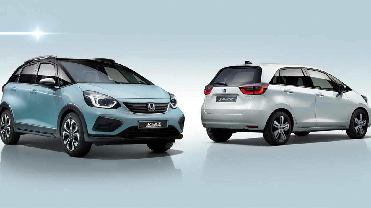 La nouvelle Jazz se décline en deux carrosseries, à gauche la version baroudeuse Crosstar.