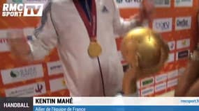 Handball / Le trophée du Mondial dans les bras de Kentin Mahé - 01/02