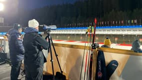 Le pas de tir de la piste de Nove Mesto (Tchéquie), lors des Mondiaux de biathlon, le 14 février 2024.