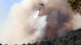 Feu de forêt dans la région de Gerone, dans le nord de l'Espagne. Quatre Français ont été tués et une vingtaine de personnes blessées dans deux incendies distincts en Catalogne espagnole. /Photo prise le 23 juillet 2012/REUTERS/Jordi Ribot