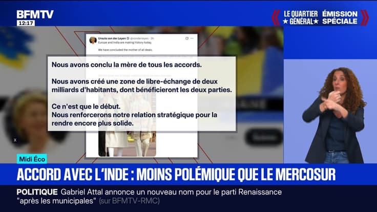 Droits de douane: un accord entre l'Union Européenne et l'Inde va réduire ses taxes sur les voitures, le vin ou les pâtes