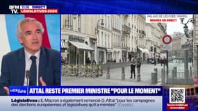 Emmanuel Macron a demandé à Gabriel Attal de rester Premier ministre "pour le moment"