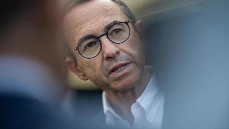Le patron des sénateurs Les Républicains Bruno Retailleau, lors de l'université d'été du parti, le 29 août 2020 à La Baule