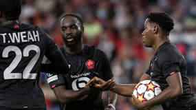 Jonathan Ikoné après un but de Lille contre Séville