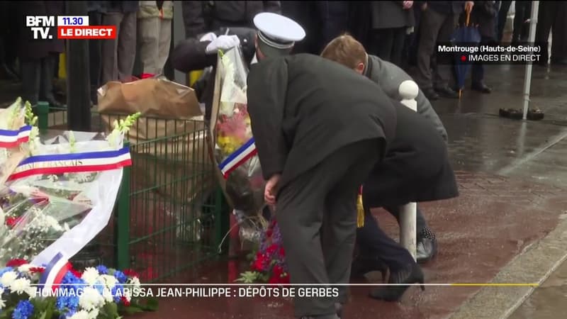 Attentats de janvier 2015: des gerbes déposées à Montrouge en hommage à Clarissa Jean-Philippe, tuée par le terroriste Amedy Coulibaly