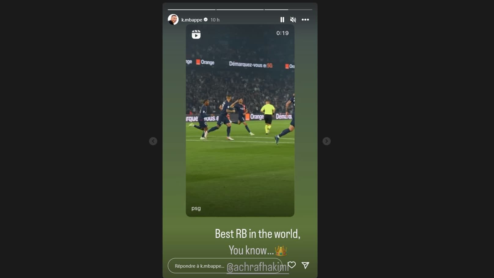 "Meilleur arrière droit du monde, tu connais", le message de Kylian Mbappé pour Achraf Hakimi sur Instagram, le 25 septembre 2023