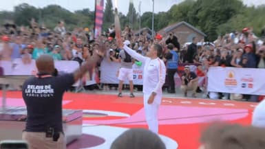 Dany Boon a allumé le chaudron olympique à Lille le 2 juillet 2024.