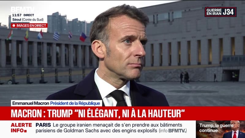 "Ce qui m'importe c'est d'aller de l'avant et permettre un cessez-le-feu" estime Emmanuel Macron qui réagit au discours de Donald Trump