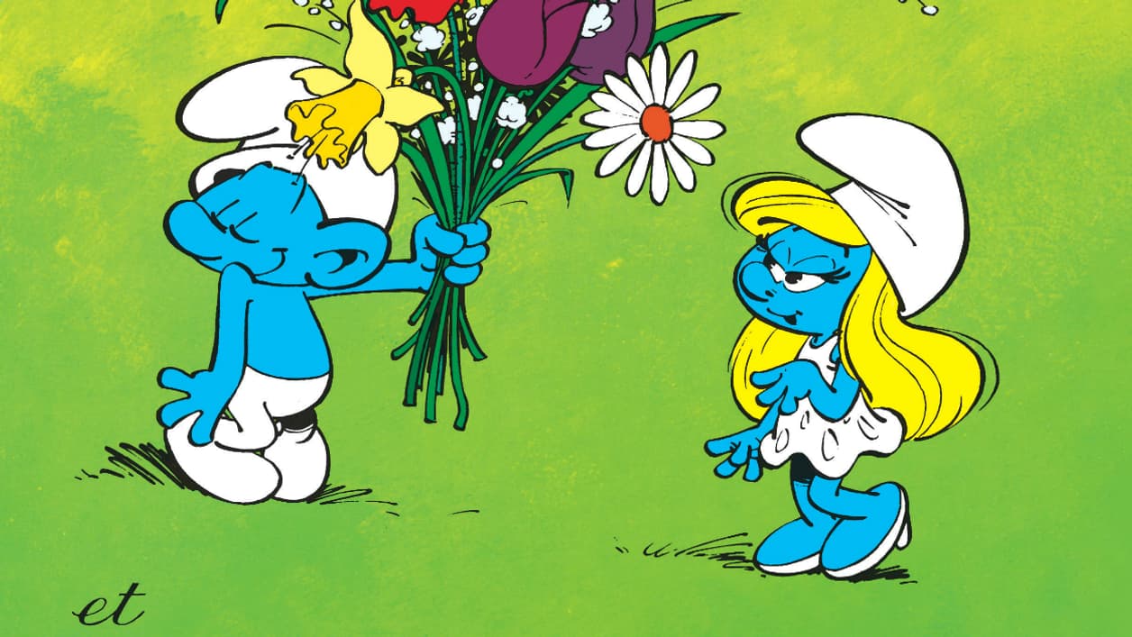 Détail de la couverture de l'album La Schtroumpfette Détail de la couverture de l'album La Schtroumpfette