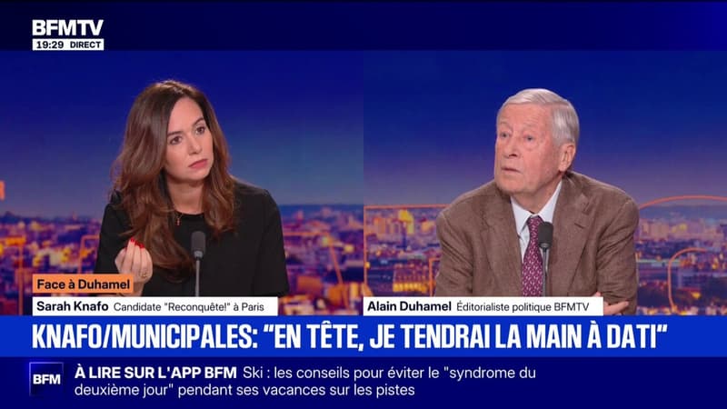Élections municipales: "Je le prends comme une insulte qu'on me dise que je suis d'extrême droite", déclare Sarah Knafo, candidate "Reconquête!" à Paris