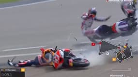 Le crash de Johann Zarco et Marc Marquez aux essais libres 2 du GP d'Allemagne le 16 juin 2023