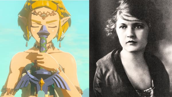 A gauche: la Zelda de "The Legend of Zelda: Tears of The Kingdom" - A droite: Zelda Fitzgerald qui donna son nom à la princesse